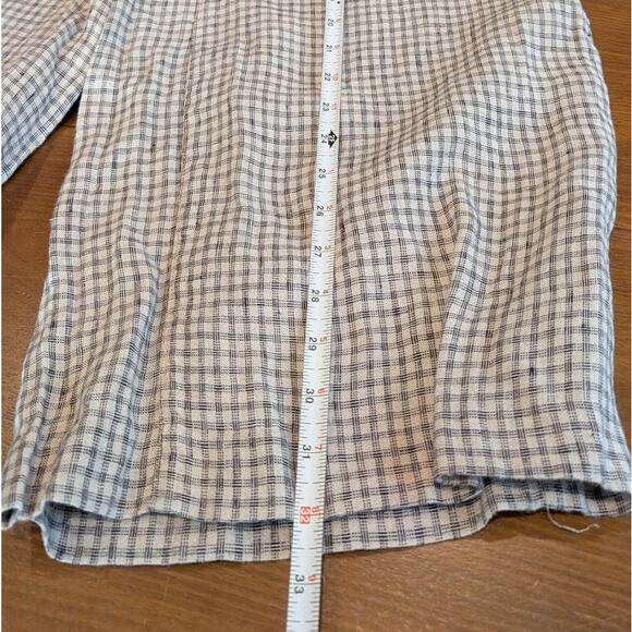 Leon & Harper Gray Checked 100% Linen High Rise Wide Leg Pants, size EU38/US6/M - Picture 7 of 9